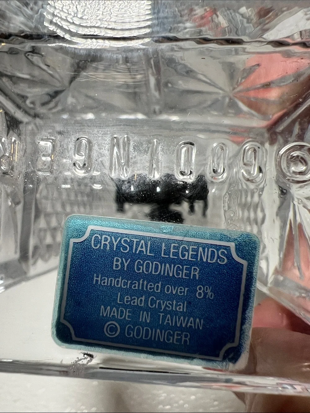 Full Lead Crystal Grandfather Quartz Pendulum Vintage Godinger Mantle Clock
